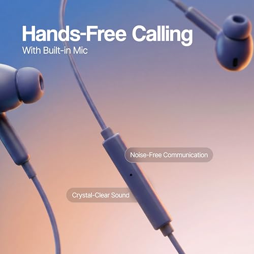 Image of Ambrane Type C Wired Earphones with inbuilt Mic, Strong Bass Audio, Clear Calls, Tangle Free Cable, in Line Controls, Wide Compatibility, 1.2m Long Cable, 10mm Drivers (Stringz 05, White)