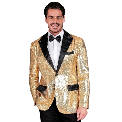 W WIDMANN MILANO Party Fashion - Party Fashion Jackett mit Pailletten für Herren, Satin, Disco Fever, Schlagermove