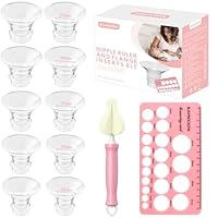 Flanschgrößen-Set 10 Stück 13/15/17/19/21mm Mit Brustwarze-Messkarte & Reinigungsbürste, Silikon Milchpumpen Flansch Einsatz Set für 24mm Brustpumpen-Schutzhüllen/Zubehör