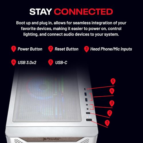 Image of Skytech Gaming Chronos 3 Desktop PC, Ryzen 7 7700X 4.5 GHz (5.4GHz), NVIDIA RTX 5070 12GB, 1TB NVMe SSD, 32GB DDR5 RAM 5600 RGB, 850W Gold PSU, 360mm ARGB AIO, Wi-Fi, Win 11