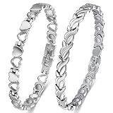 Vicmag 2PCS Magnetic Bracelets for Women Arthritis Pain Relief Titanium Steel with Magnets Jewelry G