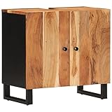 vidaXL Wastafelkast 62x33x58 cm massief acaciahout en bewerkt hout, badkamermeubel, badkamerkast, wastafelmeubel voor badkamer, onderwastafelkast