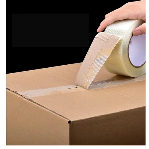 Image of Jinshining Transparent Mono Filament Strapping Tape 2inch X 50 Yards 5.6 Mil, Heavy Duty Reinforced Packing Tape Fiber Strapping Adhesive Packaging Tapes,Adhesive Tapes,Wrapping Tape