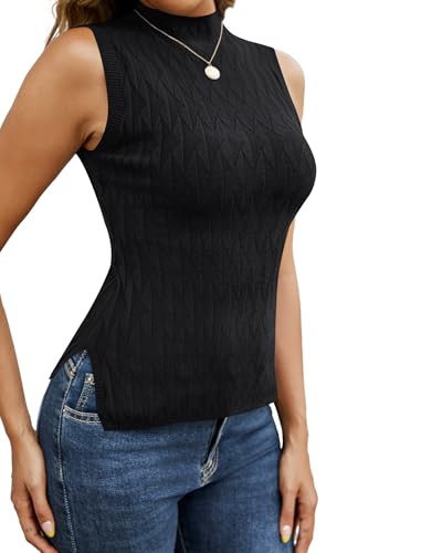 Totatuit Sleeveless Turtleneck Tops for Women Mock Turtle Neck Sweater Vest Casual Knit Pullover Tank Top 2025 Trendy Clothes3