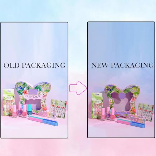 Image of Whimsy Beauty 8 in1 Kids Nail Art Kit | Water Based Peel Off Nail Polish Set with Press On Nails Stickers Nail File and Toe Separators | Safe Fun Nail Care for Girls |Organic, Natural, Chemical Free