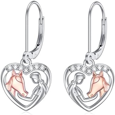 Lucky Black Horse Leverback Earrings for Women S925 Sterling Silver Rose Gold/Black Horse Gifts for Horse Lovers Jewelry Horse Lovers Friend Her