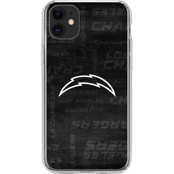 Skinit Clear Phone Case Compatible with iPhone 11 - Officially Licensed NFL Los Angeles Chargers Black & White Design