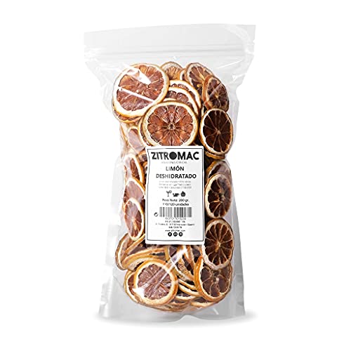 Limón amarillo deshidratado para cóctel. Fruta deshidratada sin azúcar para coctel /decoración / repostería / navidad / bebidas. Rodaja de limón seca 100% natural sin aditivos. Bolsa 220gr autocierre Cover