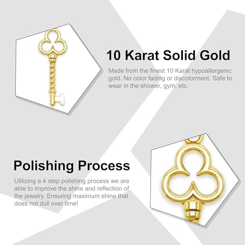 Gold Key Charm Pendant - 10 Karat Gold - Key Design Jewelry2
