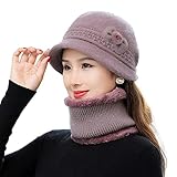[エレクトリックサーカス] レディース ニット 帽子 ネック ウォーマー 付き あたたかい ふわふわ 折りたたみ バケット ハット (ライトパープル) かっこいい かわいい おしゃれ 人気 おばあちゃん プレゼント ニット帽 帽子 ぼうし 防寒 防風 婦人 大人 女性 帽 キャップ 防止 兼用 医療 用 冬 頭 エレガント フォーマル UV 対策 シンプル ボウラー ハロウィン クリスマス