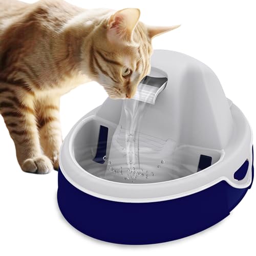 Aqua Flow Premium Pet Water Fountain - Automatic Dispenser Drinking Bowl for Cats and Dogs - Anti-Hair Drainage System - Replaceable Filters - Ideal for Multiple Pets - 52 up to 120 fl oz