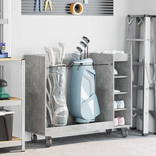 Armoire de golf bois gris béton 120x45x98 cm, fini le désordre des clubs dans l'entrée