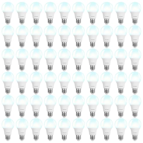 Image of BUBO 60 Pack A19 LED Light Bulbs, 60 Watt Equivalent LED Bulbs, Daylight 5000K, 800 Lumens, E26 Standard Base, Non-Dimmable, 8W Daylight LED Bulbs for Bedroom Living Room Home Office