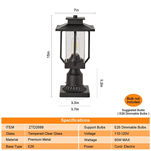 Keliden Outdoor Post Light Fixtures Anti-Rust Matte Black Post Light Outdoor Ip65 Waterproof Outdoor Post Light Lantern With Clear Glass Shade E26 Socket Post Light For Yard Lawn Garden On #TOP3