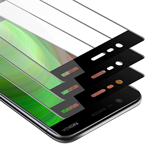 Cadorabo 3x Vollbild Panzer Folie kompatibel mit Nokia 3 2017 - Schutzfolie in TRANSPARENT mit SCHWARZ - 3er Pack Gehärtetes (Tempered) Bildschirm-Schutzglas in 9H Festigkeit mit 3D Touch