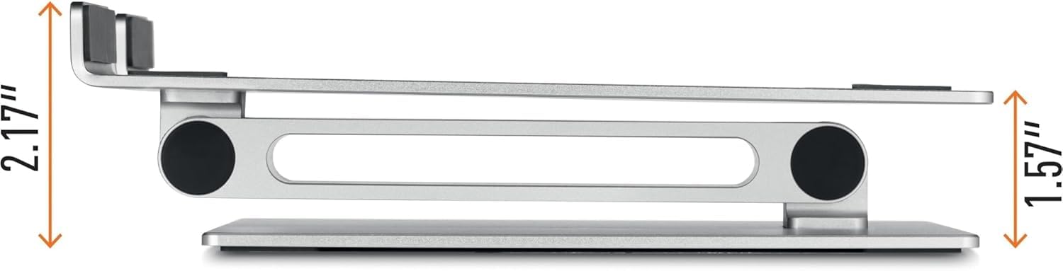 Durable Supporto Alza Notebook, Altezza e Angolo Visivo Regolabili, Pieghevole, Argento, 505023 | Per 10 - 17'', argento