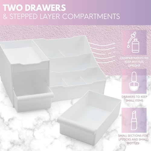Image of COOFANDY Make Up Cosmetic Organiser with Drawers, Makeup Organiser Storage Cosmetic Box for Washbasins, Dressing Table Organiser Box for Bedroom, Bathroom, Large Makeup Organiser (Pink)