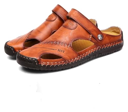 Large Size Soft Leather Men's Breathable Outdoor Sandals - Summer Beach Slip-on Slipper Slides for Hiking and Trekking
