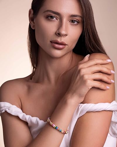 Colorful Gold Bracelets for Women, Stack Bangle Beaded Stone Jewelry Accessories Set for Woman, Trendy Fashion Jewelry Gifts3