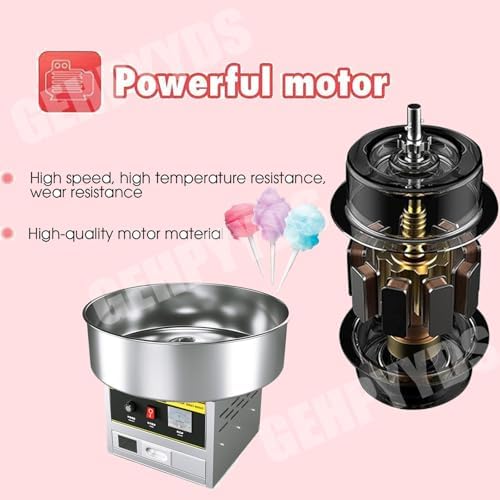 1200W Commercial Cotton Candy Machine - Professional Stainless Steel Maker with Tray for Delicious Cotton Candy, Ideal for Parties, Birthdays, Events - Silver