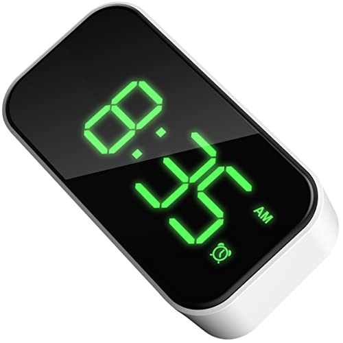 VINTORKY Reloj Despertador Digital Led Blanco con Pantalla Ajuste De Brillo Luz Suave para Veladores Dormitorio y Mesita De Noche Fácil Uso Portátil Sin Baterías