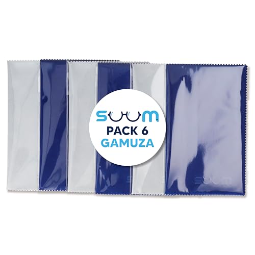 SUUM co. Gamuzas Microfibra para Gafas y Pantallas Pack 6 15x18cm - Limpieza sin Rayones en Gafas y Electrónica - Gamuzas Azul y Gris Coreana - Paño Antihuellas Portátil Duradero