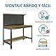 SimonRack Werkbank 400 kg Belastbarkeit, 144,5x91x61 cm, 1 Schublade, Große Arbeitsfläche Arbeitsfläche, Arbeitstisch, Holz-Arbeitsplatte, Grau/Holz - BT3