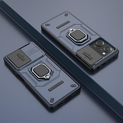 Image of CamShield Pro Case with Slide Camera Protection and 360 Protection Ring Stand Bumper Back Case Cover for Poco X5 Pro 5G (Blue)