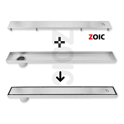Zoic Linear Stealth Tile Insert Floor Grate Bathroom Shower Waste Drain 304 Stainless Steel Side Outlet 23.62 Inches (600Mm) #TOP2