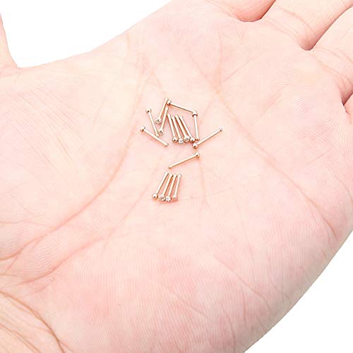 Hoeudjo Nose Studs Surgical Steel Cubic Zirconia Nose Rings Piercing Kit For Women Men Bone Nostril Rings Jewelry 20 Gauge With 1.5Mm Ball Flat Rose Gold 16 Pieces #TOP2