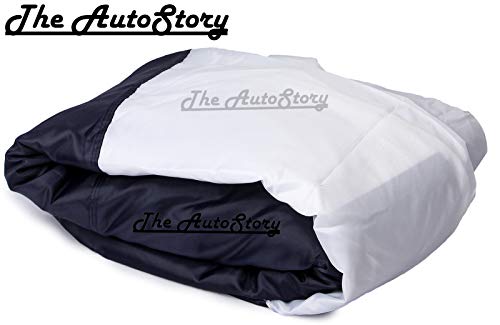 Image of 190 Taffeta Water Resistant Car Body Cover Compatible with Maruti Astar with Mirror Pockets (White /Navy Blue)