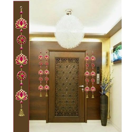 Divyakosh Handmade Lotus Wall & Door Hangings (Pack of 4) - Home Decoration | Pooja Decor | Diwali Decor | Wedding and All Festival Decor | (Size - 3 Ft / 36 Inches),Raani