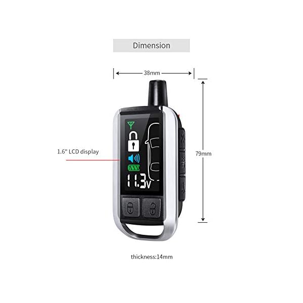 EASYGUARD EC206-A 2 Way car Alarm System with Rechargeable LCD Pager Display keyless Entry Shock Alarm Warning Remote Trunk Release 868Mhz DC12V - Image 7