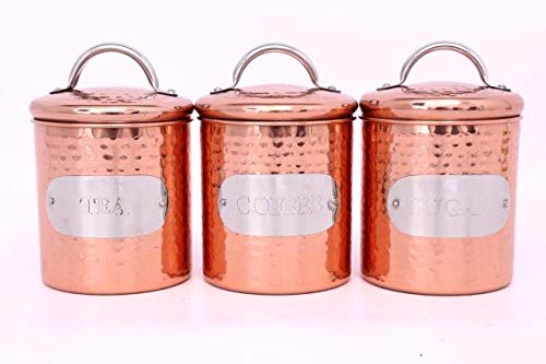 Set Tea Coffee Sugar Hammered Copper Rose Gold Metal Steel