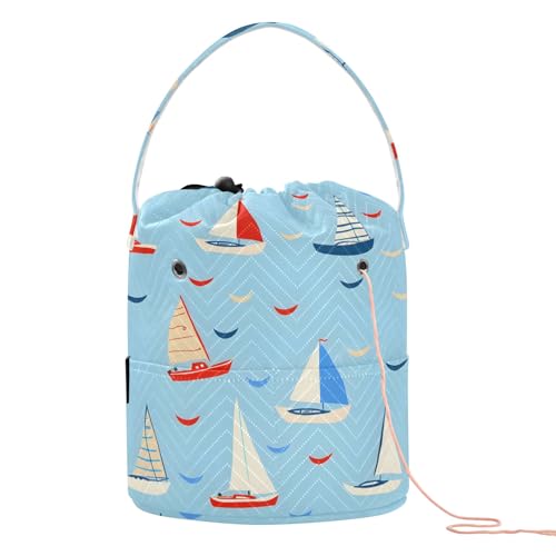 Yarn Storage Bag Small Crochet Bag Knitting Bag Organizer Boats Yarn Bags for Crocheting Basket