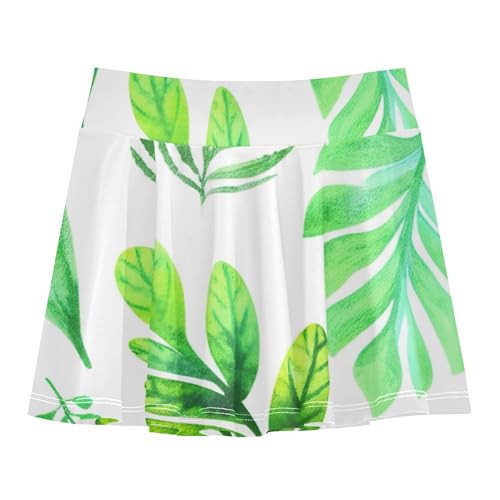 Joisal Clothes Athletic Shorts for Girls Skorts Skirts with Shorts Girl Skort Watercolor Green Leaves 4t