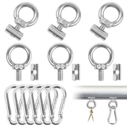 Forbabe 6 Set Kederleiste Haken 8 mm Edelstahl Stopper für Kederschiene mit Karabiner Kederstopper Kederhaken Kederschiene Zubehör für Caravan/Campervan/Wohnmobil
