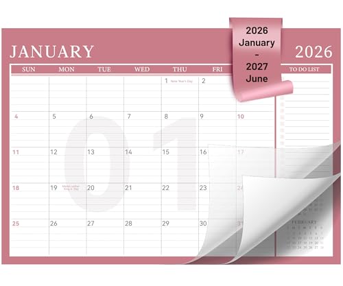 Image of Yoment Desk Calendar Refill 2026-2027, Jan 2026-June 2027, Large 10 inchx16 inch Monthly Planner with to-do Lists 18 Months Calendar for Office School Home, Pink