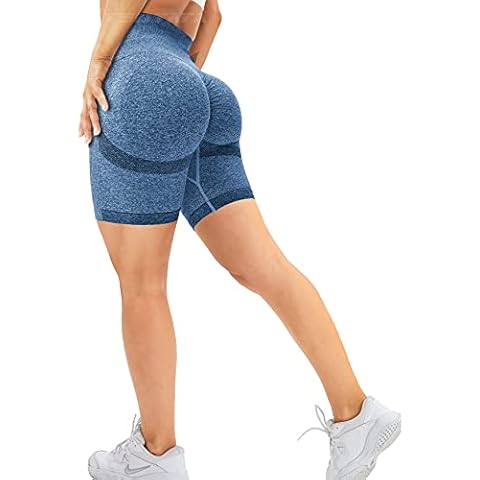 TSUTAYA Seamless Yoga Shorts Womens Vital Athletic Squat Proof Workout Shorts, #0 - Scrunch Dark Blue, S Cover
