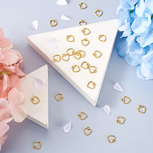 Cheriswelry 50Pcs Heart Zinc Alloy Open Bezel Pendants Golden Heart Hollow Frame Charms Metal Pressed Flower Charms 11.5Mm For Women Girls Diy Uv Resin Jewelry Making Crafts #TOP5
