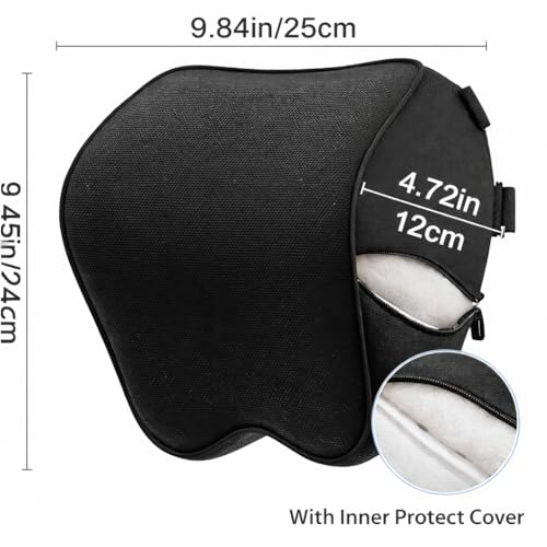 Generisch 2-Pack Auto Nackenkissen, Weichheit Auto Kopfstütze Kissen zum Fahren mit verstellbarem Riemen, 100% Memory Foam und atmungsaktiver Abnehmbarer Abdeckung (Black)