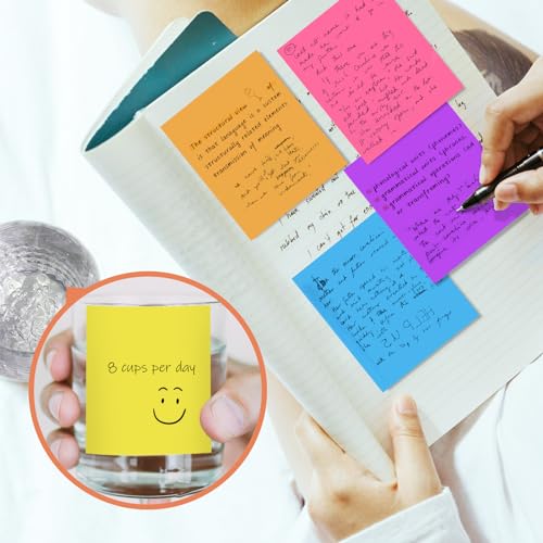 Sticky Notes 3x3 Inches 8 Pads Self-Stick Notes Pads Bright Colors Super Adhesive Sticky Notes Easy to Post for Office Home School Notebook 82 Sheets/pad image 2