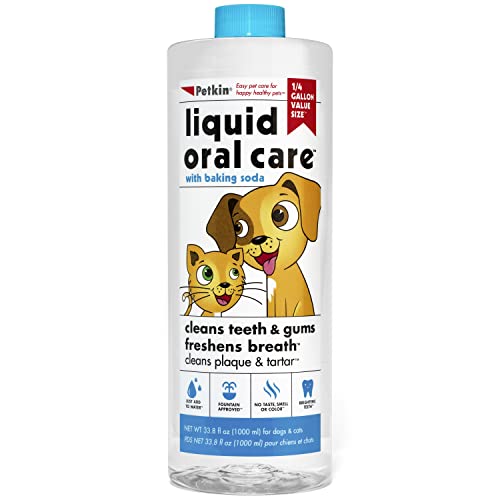 Petkin Liquid Oral Care for Dogs and Cats Easy to use removes Plaque and tarter Cleans Teeth and freshens Breath Keep Your Pet Mouth Clean and Fresh -1000ml