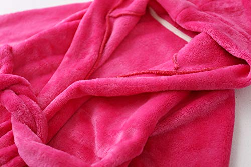 Image of Girls Soft Fleece Robes Plush Hooded Bathrobes Sleepwear for Kids 2-16 Years
