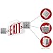 LFI Lights | Combo Red Exit Sign with Emergency Lights | White Housing | All LED | Two Adjustable Square Heads | Hardwired with Battery Backup | UL Listed | COMBO2-R-W-BB