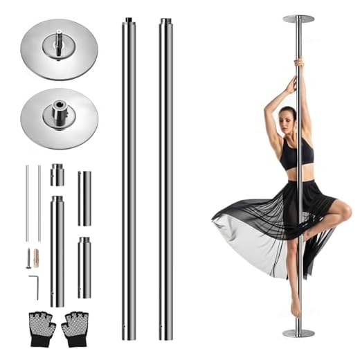 SereneLife barra pole dance, De baile, Plegable , Ejercicio, Para bailarinas, Principiantes, Ejercitadores, Atletas, Gimnasia, Fitness, Profesional, Clubes, Bares, Estudios, 1.21mts x 2, Color cromo