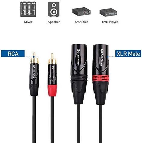 Cable Matters Asymetryczny kabel cinch na XLR 1,8 m (2 kable RCA do wtyczki XLR, podwójny kabel XLR na RCA, kabel cinch na XLR) - 1,8 m
