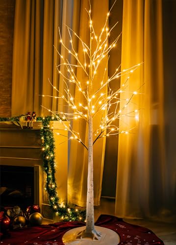 Dazzle Bright 6FT 144 LED 1Pack Lighted Birch Tree, Christmas Deocrations Outdoor Indoor, Decor for...