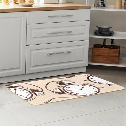 2 alfombrillas de cocina con diseño de reloj despertador, tapete absorbente y lavable 7