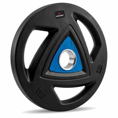 Image of LEEWAY Tri-Grip Olympic Plates (7.5kg x 2) | 51mm Standard Hole Size | Rust-Proof Textured Grip Design | Olympic Barbell Compatible | Floor-Safe Low Noise | Home Gym Strength Training India (7.5kg Pair)